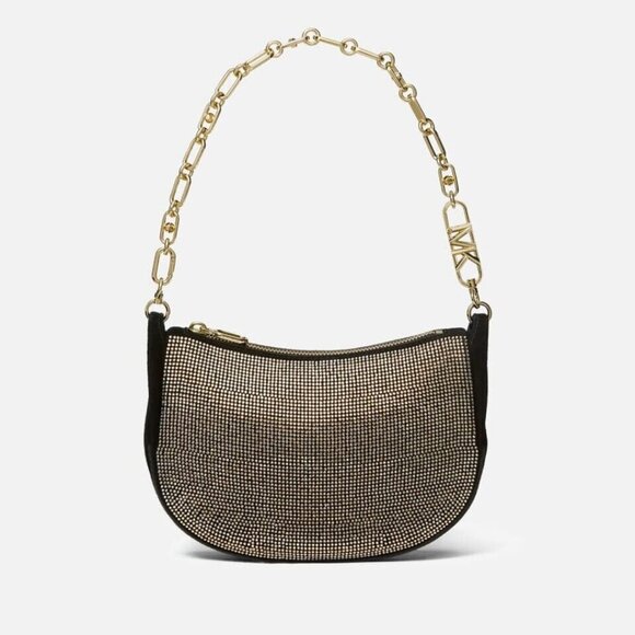 MICHAEL KORS Kendall rhinestone chain link pouchette bracelet small bag - Gold - Picture 1 of 10
